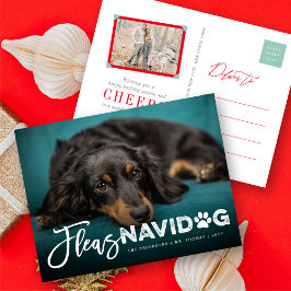 Fleas Navidog Paw Print Dog Lover Foto Funny Pet Feiertagspostkarte