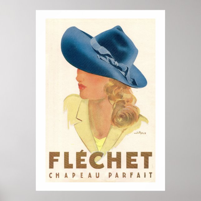 Fléchet (Vintage französische Hutwerbung) Poster (Vorne)