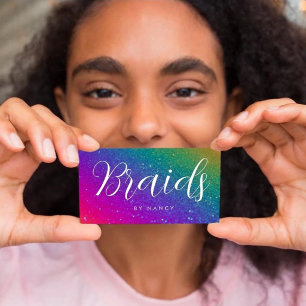 Flechten Typografie Regenbogen Glitter Funkeln  Visitenkarte