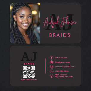 Flechtfrisuren-Stylist Branding Foto QR Code Visitenkarte