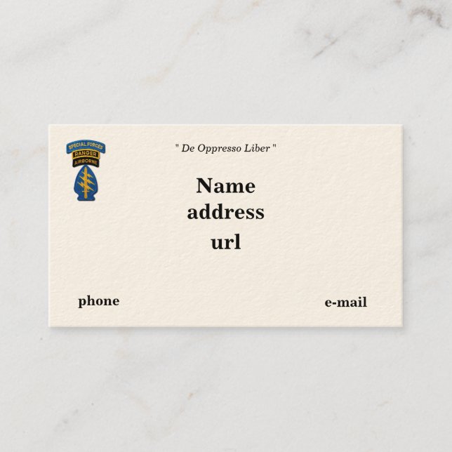 Flecken der Kraft-grüne Barett-Förster-SFG SF Visitenkarte (Vorderseite)