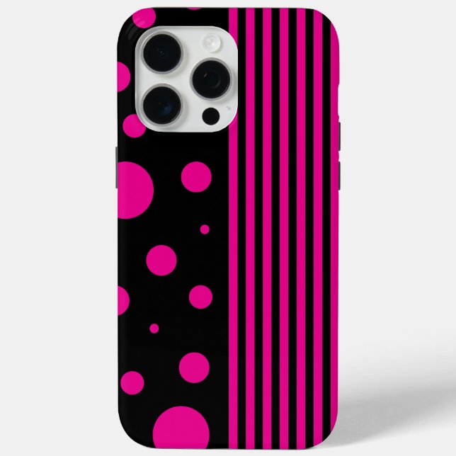 Flecken und Streifen in Magenta und Schwarz Case-Mate iPhone Hülle (Rückseite)
