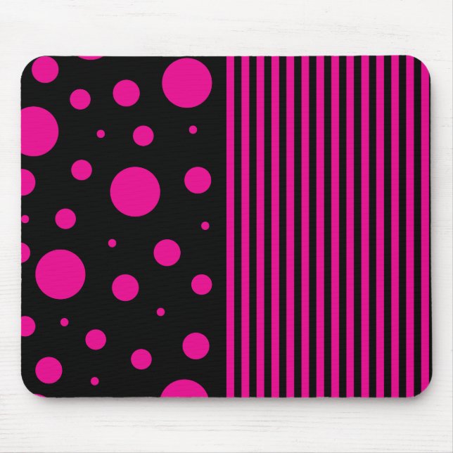 Flecken und Streifen in Magenta und Schwarz Mousepad (Vorne)