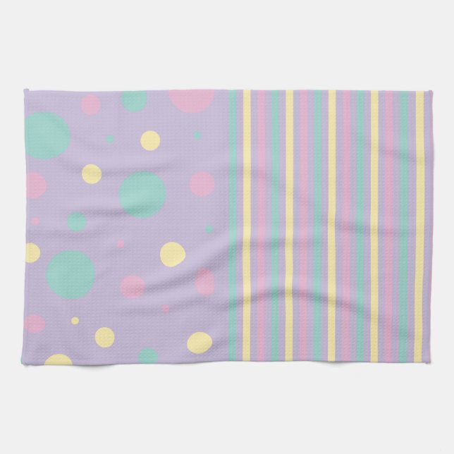 Flecken und Streifen - rosa, gelb, Lila, grün Geschirrtuch (Horizontal)