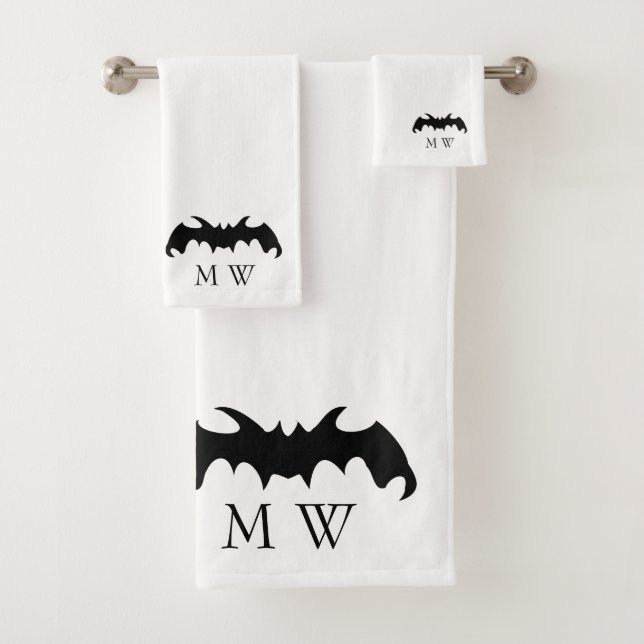 Fledermaus-Design Monogrammiert Badhandtuch Set (Insitu)