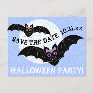 Fledermaus Halloween-Party Save the Date Einladungspostkarte
