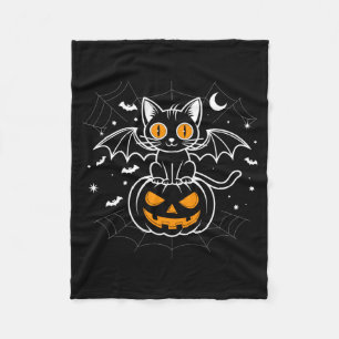 Fledermaus Halloween _ Schwarze Katze Fledermaus F Fleecedecke