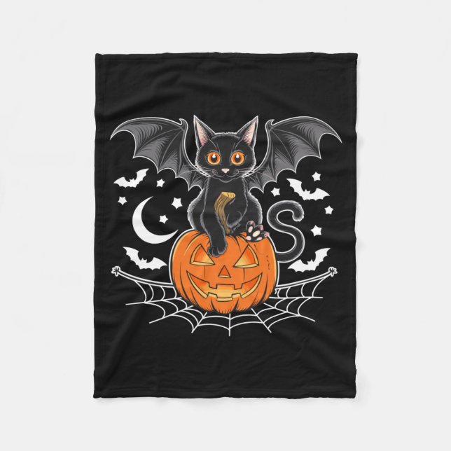 Fledermaus Halloween _ schwarze Katze Fledermaus F Fleecedecke (Vorderseite)