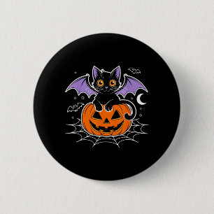 Fledermaus Halloween _ schwarze Katzenfledermaus F Button