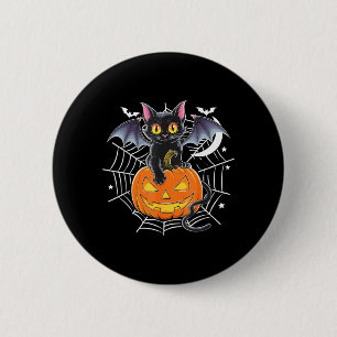Fledermaus Halloween _ schwarze Katzenfledermaus F Button