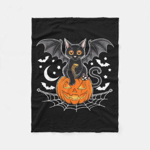 Fledermaus Halloween _ schwarze Katzenfledermaus F Fleecedecke