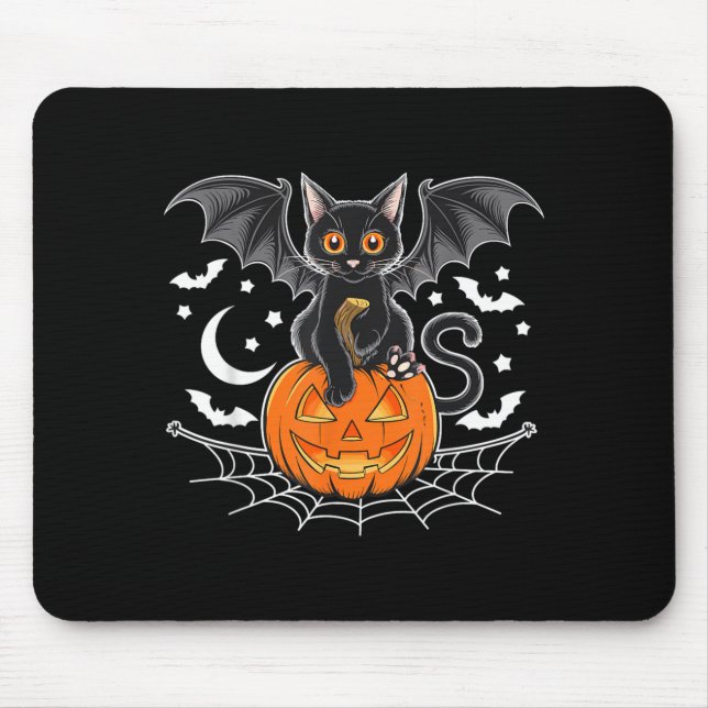 Fledermaus Halloween _ schwarze Katzenfledermaus F Mousepad (Vorne)