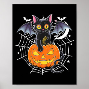 Fledermaus Halloween _ schwarze Katzenfledermaus F Poster