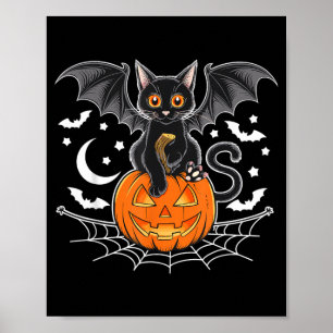 Fledermaus Halloween _ schwarze Katzenfledermaus F Poster