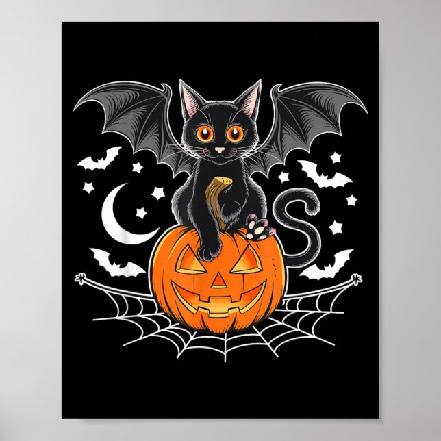 Fledermaus Halloween _ schwarze Katzenfledermaus F Poster (Vorne)