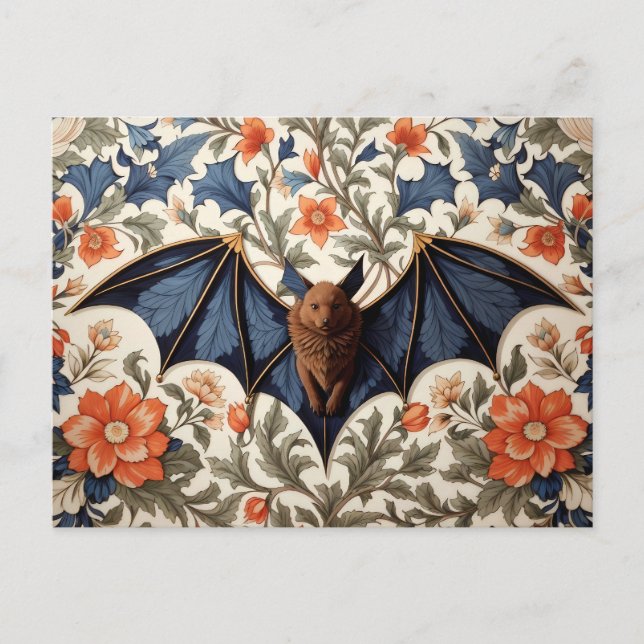 Fledermaus im Flug, inspiriert von William Morris' Postkarte (Vorderseite)