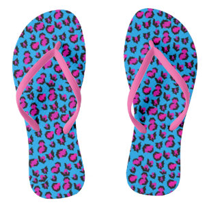Fledermaus Leoparden Druck Blau Lila Schwarz Flip  Flops