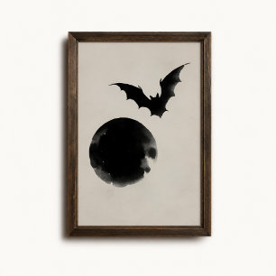Fledermaus-Silhouette Mond Halloween-Wandposter Poster