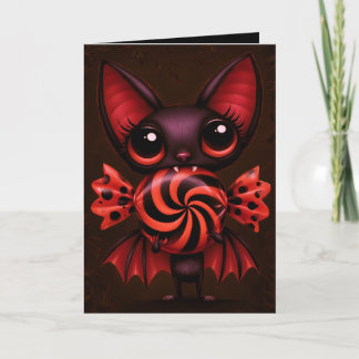 Fledermaus-Süßes-oder-Saures-Halloween-Illustratio Karte