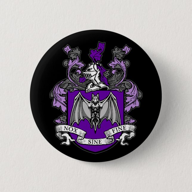 Fledermaus-Wappen Purpur - Knopf Button (Vorderseite)