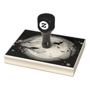 Fledermäuse auf dem Mond zu Halloween Gummistempel