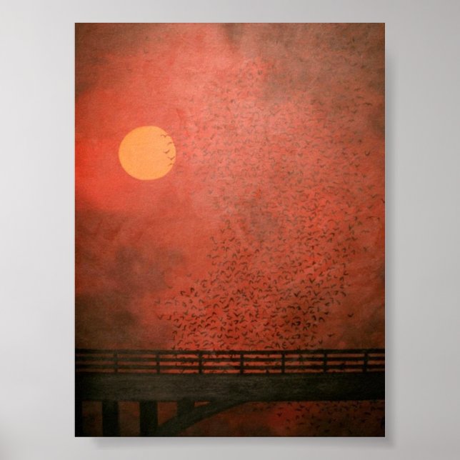 Fledermäuse bei Sonnenuntergang Poster (Vorne)