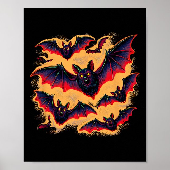 Fledermäuse, die Halloween-Weihnachtsfeiern fliege Poster (Vorne)
