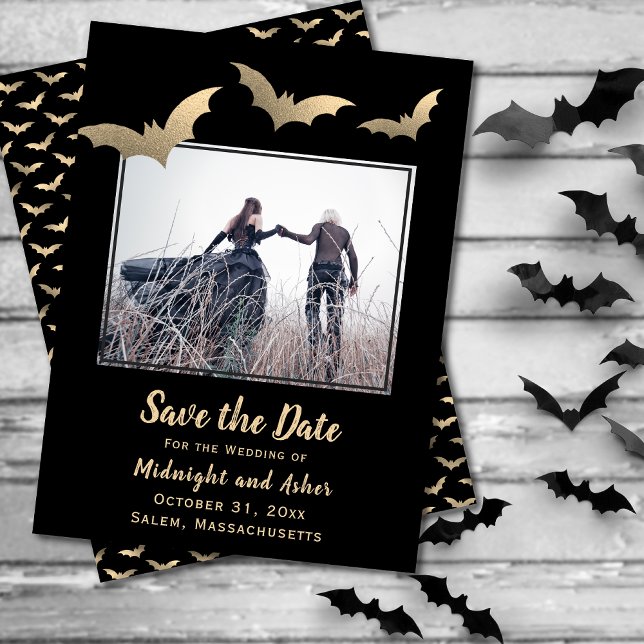 Fledermäuse Foto Halloween Hochzeit Save the Date (Von Creator hochgeladen)
