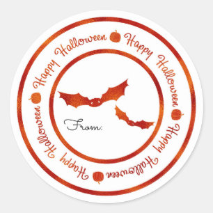 Fledermäuse Frohes Halloween Orange Glanz Party Ge Runder Aufkleber