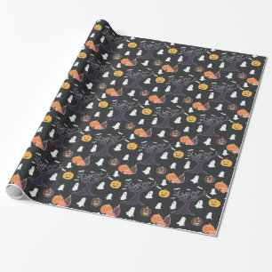 Fledermäuse Geister Kürbislaternen Halloween Geschenkpapier