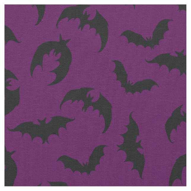 Fledermäuse Gothic Halloween Tief Lila Stoff (Nahaufnahme)