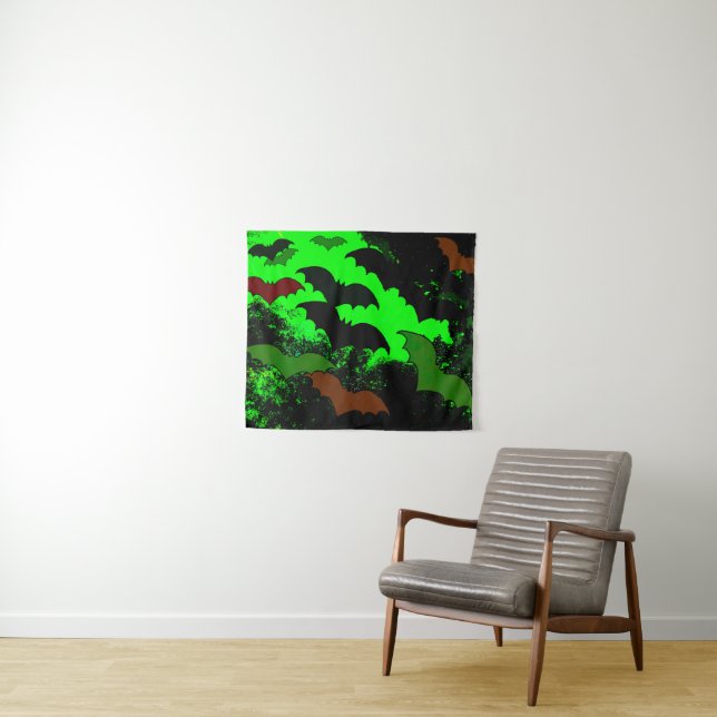 Fledermäuse in Fliegengrün Wandteppich (Beispiel (Horizontal))