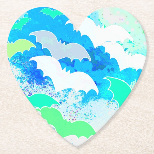 Fledermäuse in Flug Pastellblau Untersetzer (Vorderseite)