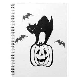 Fledermäuse Katze Kürbis Halloween Notizblock
