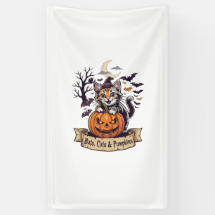Fledermäuse Katzen Kürbisse Halloween Hexe Katze G Banner