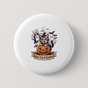 Fledermäuse Katzen Kürbisse Halloween Hexe Katze G Button
