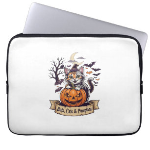 Fledermäuse Katzen Kürbisse Halloween Hexe Katze G Laptopschutzhülle