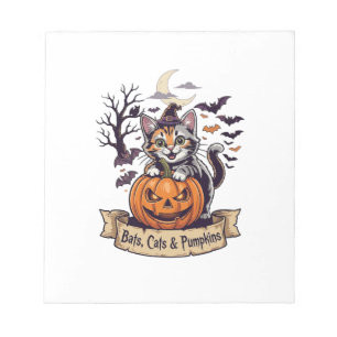 Fledermäuse Katzen Kürbisse Halloween Hexe Katze G Notizblock