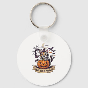 Fledermäuse Katzen Kürbisse Halloween Hexe Katze G Schlüsselanhänger