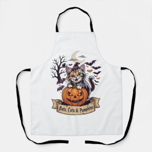 Fledermäuse Katzen Kürbisse Halloween Hexe Katze G Schürze