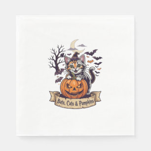 Fledermäuse Katzen Kürbisse Halloween Hexe Katze G Serviette