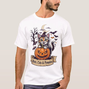 Fledermäuse Katzen Kürbisse Halloween Hexe Katze G T-Shirt