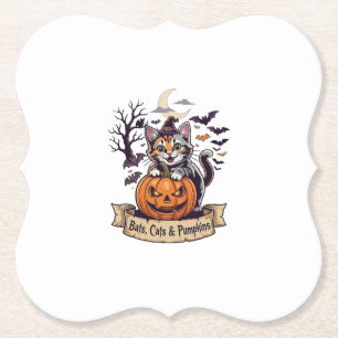 Fledermäuse Katzen Kürbisse Halloween Hexe Katze G Untersetzer