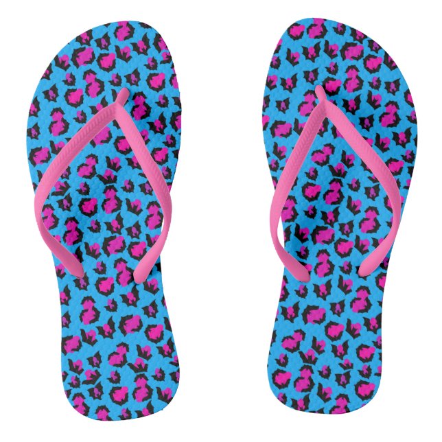 Fledermäuse Leopard Print Blue Lila Black Flip Flo Flops (Fußbett)