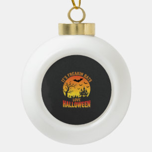 Fledermäuse lieben Halloween Spukschloss Design_ Keramik Kugel-Ornament