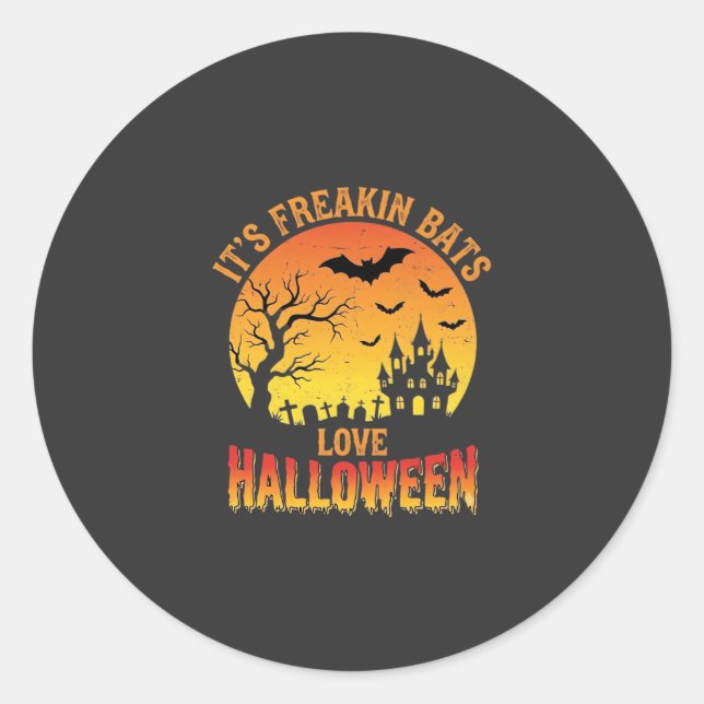 Fledermäuse lieben Halloween Spukschloss Design_ Runder Aufkleber (Vorderseite)