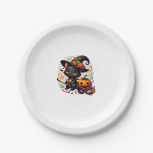 Fledermäuse Schwarze Katze Hexenhut Wand Pumpkin N Pappteller