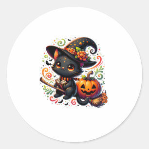 Fledermäuse Schwarze Katze Hexenhut Wand Pumpkin N Runder Aufkleber