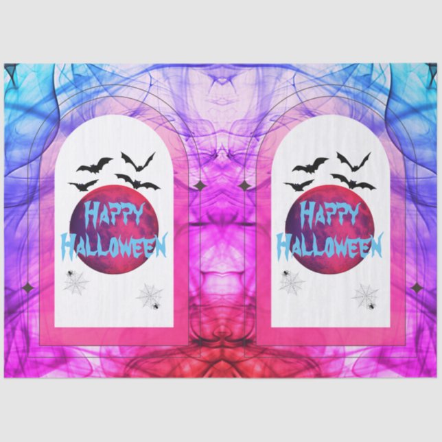 Fledermäuse Spooky Beängstigend Niedlich Pink Lila Seidenpapier (Vorderseite)