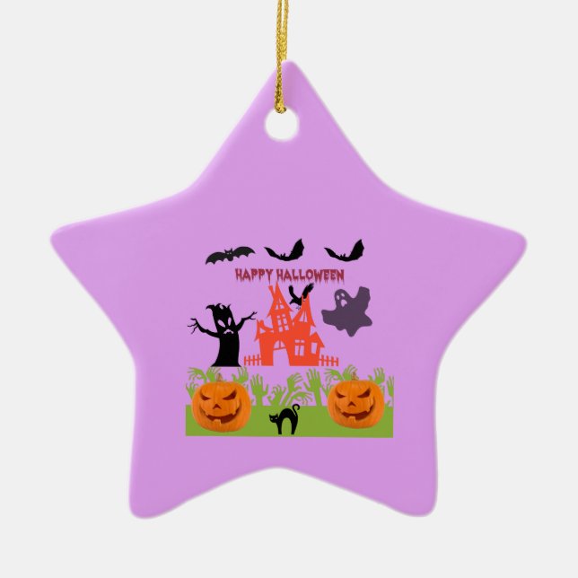 Fledermäuse tanzen, Zombie-Hände auftauchen, Geist Keramik Ornament (Vorne)